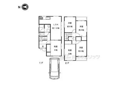 近鉄生駒線 信貴山下駅 徒歩10分 2階建 築27年(5LDK)の間取り写真