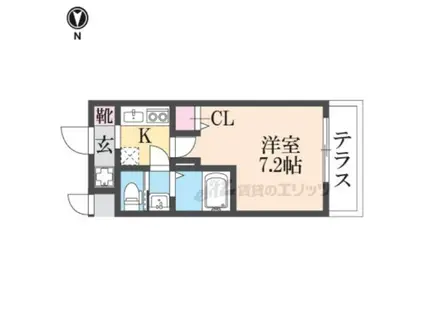 AILE南武庫之荘ウエスト(1K/2階)の間取り写真