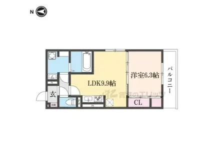 GRAMM西伊達(1LDK/3階)の間取り写真