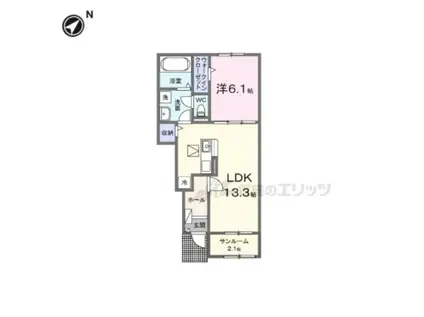 ラフテル(1LDK/1階)の間取り写真
