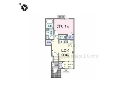 ル シエル(1LDK/1階)の間取り写真