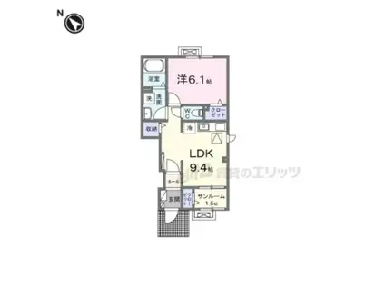 ル シエル(1LDK/1階)の間取り写真