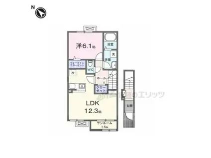 ル シエル(1LDK/2階)の間取り写真