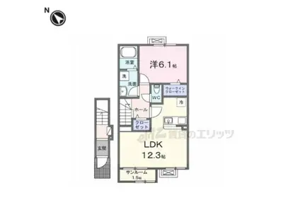 ル シエル(1LDK/2階)の間取り写真