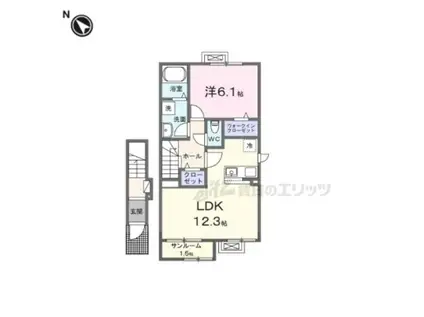 ル シエル(1LDK/2階)の間取り写真
