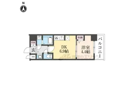 CREST TAPP 京都太秦天神川 DEX (1DK/5階)の間取り写真