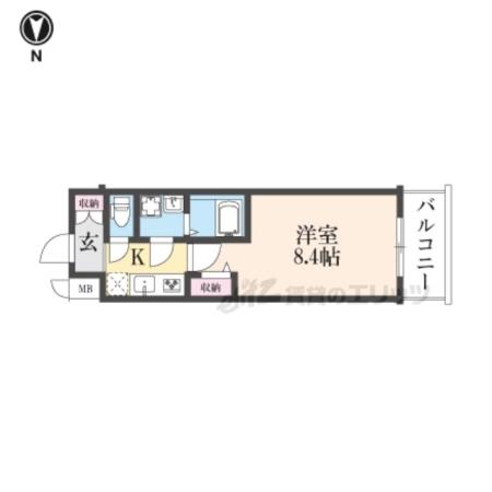 CREST TAPP 京都太秦天神川 DEX (1K/5階)の間取り写真