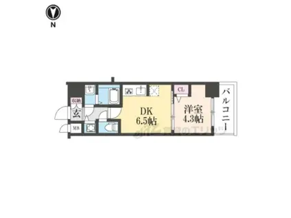 CREST TAPP 京都太秦天神川 DEX (1DK/3階)の間取り写真