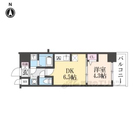 CREST TAPP 京都太秦天神川 DEX (1DK/5階)の間取り写真