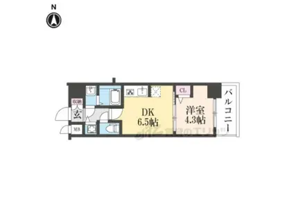 CREST TAPP 京都太秦天神川 DEX (1DK/2階)の間取り写真