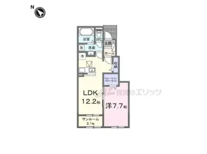 ゼファー・ガーデン(1LDK/1階)の間取り写真