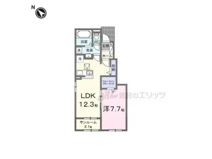 ゼファー・ガーデン(1LDK/1階)の間取り写真