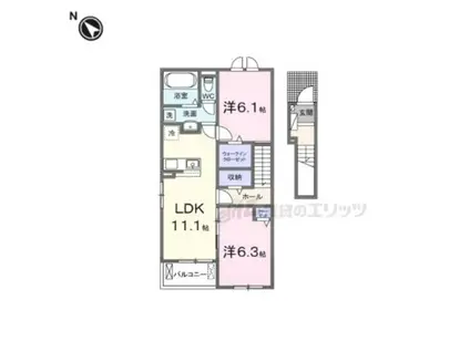 ゼファー・ガーデン(2LDK/2階)の間取り写真