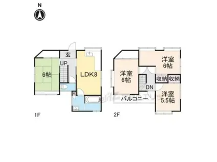 山陰本線 亀岡駅 徒歩23分 2階建 築35年(4LDK)の間取り写真
