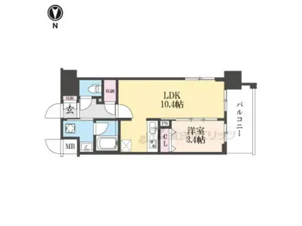 リシュドール梅小路(1LDK/6階)の間取り写真