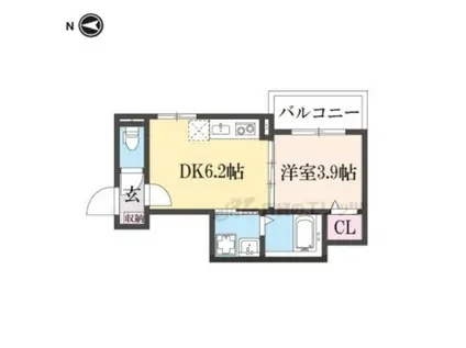 アビタシオン嵯峨嵐山(1DK/3階)の間取り写真