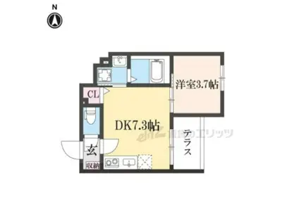 アビタシオン嵯峨嵐山(1DK/1階)の間取り写真