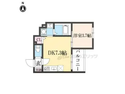 アビタシオン嵯峨嵐山(1DK/3階)の間取り写真
