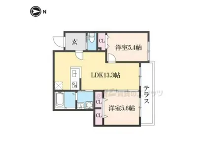 アビタシオン嵯峨嵐山(2LDK/1階)の間取り写真