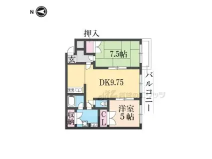 プレシードB棟(2DK/2階)の間取り写真