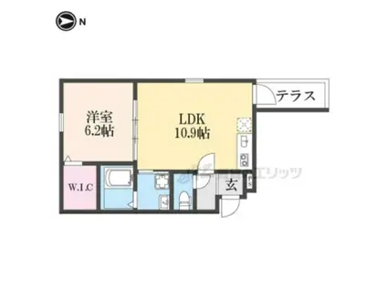 フジパレス花園中央公園南番館(1LDK/1階)の間取り写真