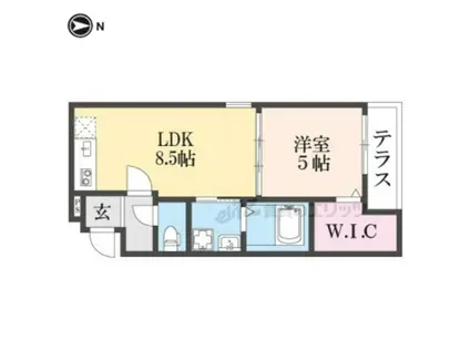 フジパレス花園中央公園南番館(1LDK/1階)の間取り写真