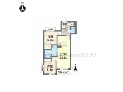 オグラシャーメゾン(2LDK/2階)の間取り写真