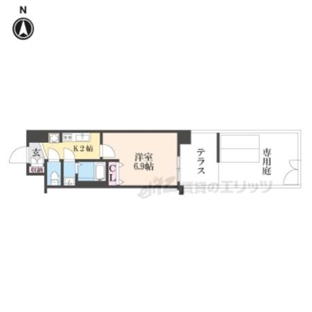 アクアプレイス京都千本丸太町(1K/1階)の間取り写真