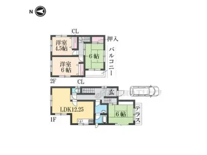 近鉄南大阪線 浮孔駅 徒歩10分 2階建 築48年(4LDK)の間取り写真