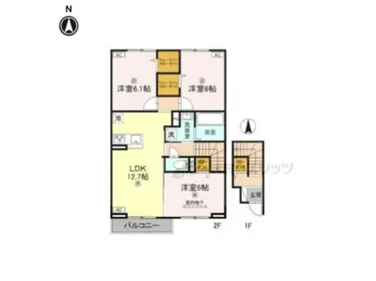 サニーヒロ(3LDK/2階)の間取り写真