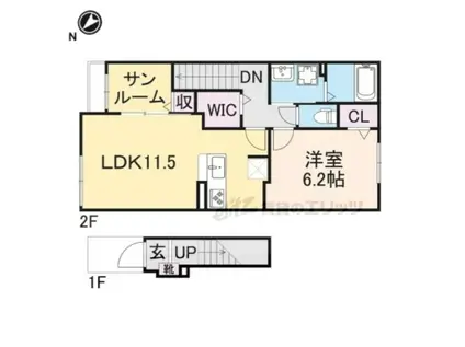 サニータウン横田(1LDK/2階)の間取り写真