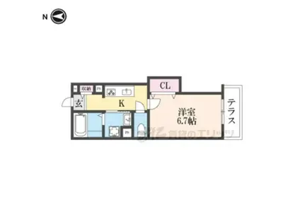 イトーピアホーム近代前(1K/1階)の間取り写真