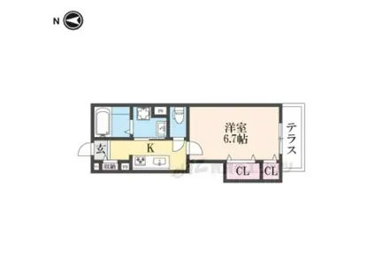 イトーピアホーム近代前(1K/1階)の間取り写真