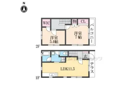 ポポラーレ(2LDK/1階)の間取り写真