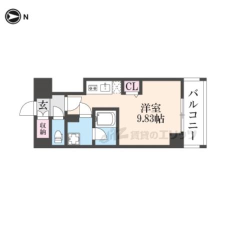阪急電鉄京都線 西京極駅 徒歩18分 7階建 築1年(1K/6階)の間取り写真