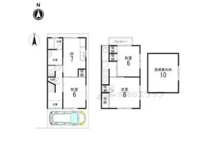京都市烏丸線 北大路駅 徒歩14分 2階建 築31年(3DK)の間取り写真