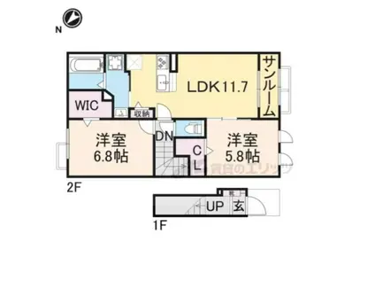 ヴィオーラ B(2LDK/2階)の間取り写真