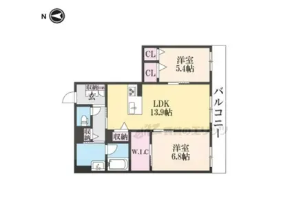 グランコート北浦(2LDK/2階)の間取り写真