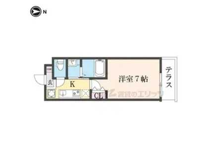 ROOST南武庫之荘(1K/1階)の間取り写真