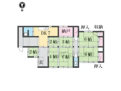 和歌山線 香芝駅 徒歩7分 1階建 築66年(7DK)の間取り写真