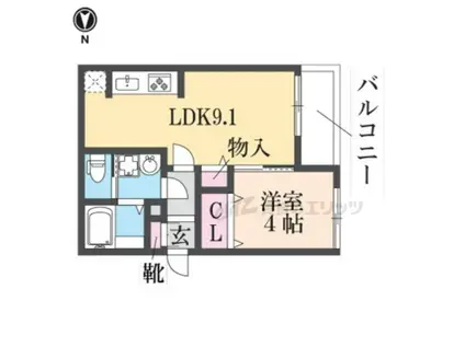 ヴィエント中小阪(1LDK/3階)の間取り写真