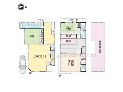 山陰本線 嵯峨嵐山駅 徒歩7分 2階建 築42年(3LDK)の間取り写真
