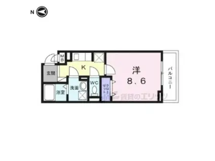 ヒカルサ京都大宮中林(1K/2階)の間取り写真