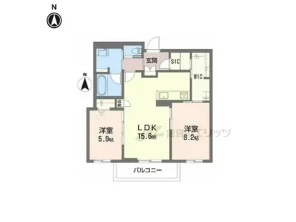 クリスタル シャーメゾン(2LDK/2階)の間取り写真