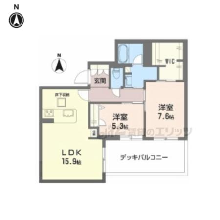 ジェイエイチエスプレミア西大寺(2LDK/1階)の間取り写真