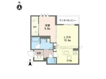 ジェイエイチエスプレミア西大寺(1LDK/1階)の間取り写真