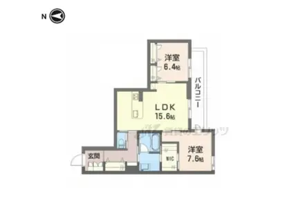 シャトードール リュミエール(2LDK/2階)の間取り写真