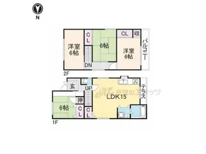 近鉄橿原線 平端駅 徒歩9分 2階建 築47年(4LDK)の間取り写真