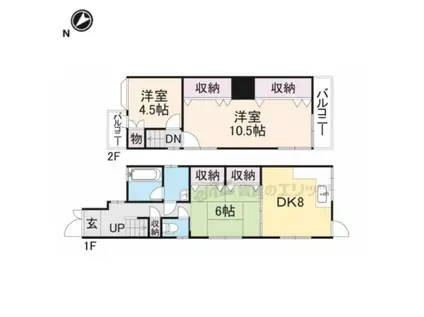 近鉄生駒線 一分駅 徒歩9分 2階建 築33年(3DK)の間取り写真