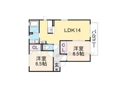 シャーグリーン B棟(2LDK/2階)の間取り写真